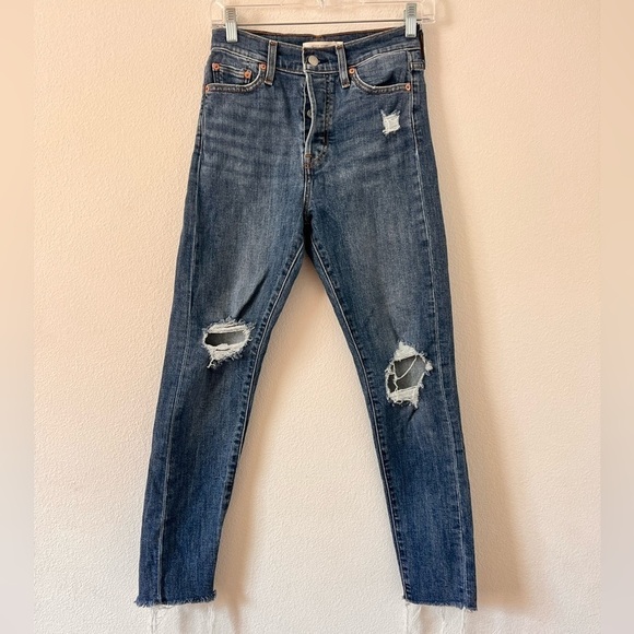 Levi’s Wedgie Skinny Medium Wash High Rise Button Fly Tough Love Blue Jeans 26 - Picture 3 of 16
